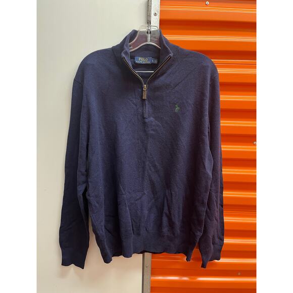 Polo Ralph Lauren - Wool Quarter-Zip Sweater / L / Blue - Picture 3 of 7
